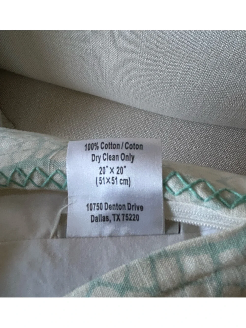 JOHN ROBSHAW TEXTILES Embroidered Pillow with Down Insert 20” x 20”